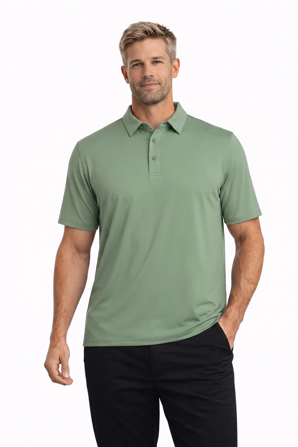 HOMME POLO VERT KAKI