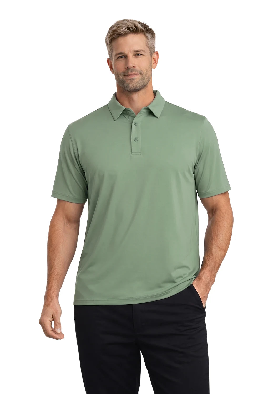 HOMME POLO VERT KAKI