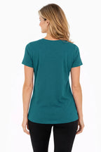 FEMME T-SHIRT CLASSIQUE VERT-BLEU