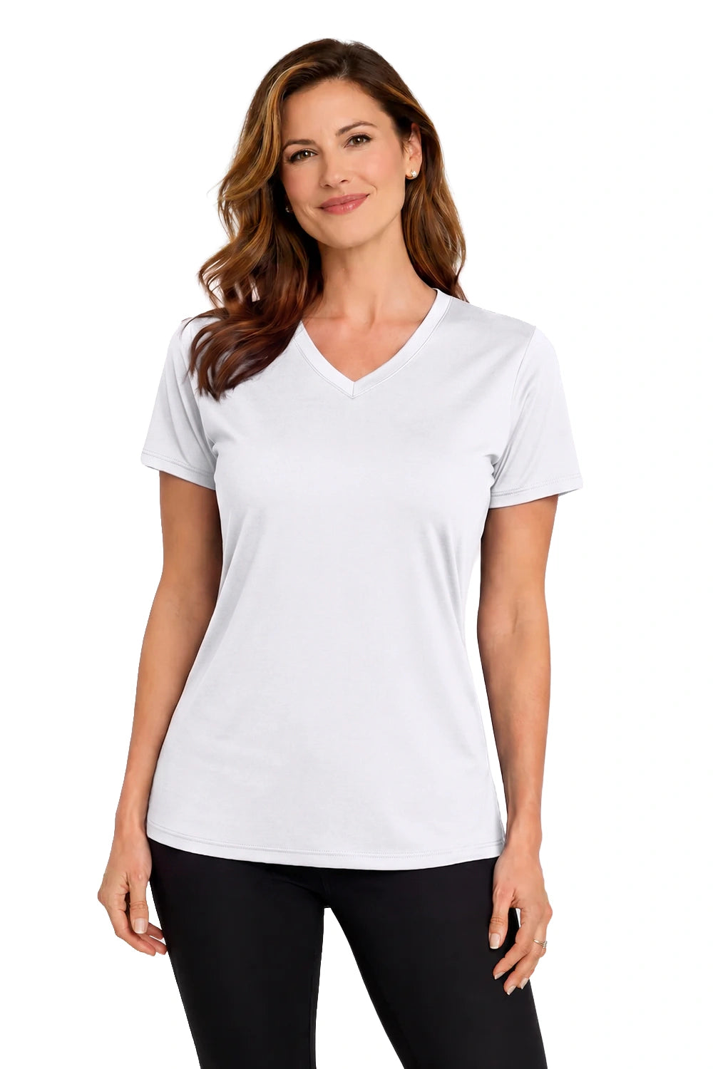 FEMME T-SHIRT COL-V BLANC