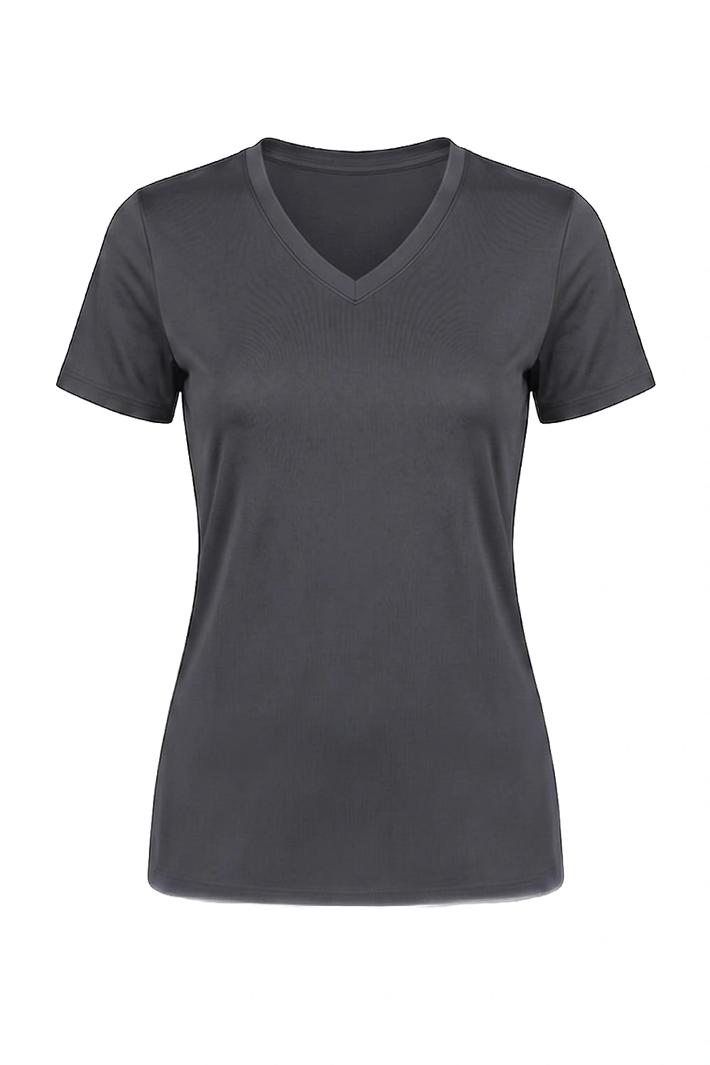 FEMME T-SHIRT COL-V GRIS