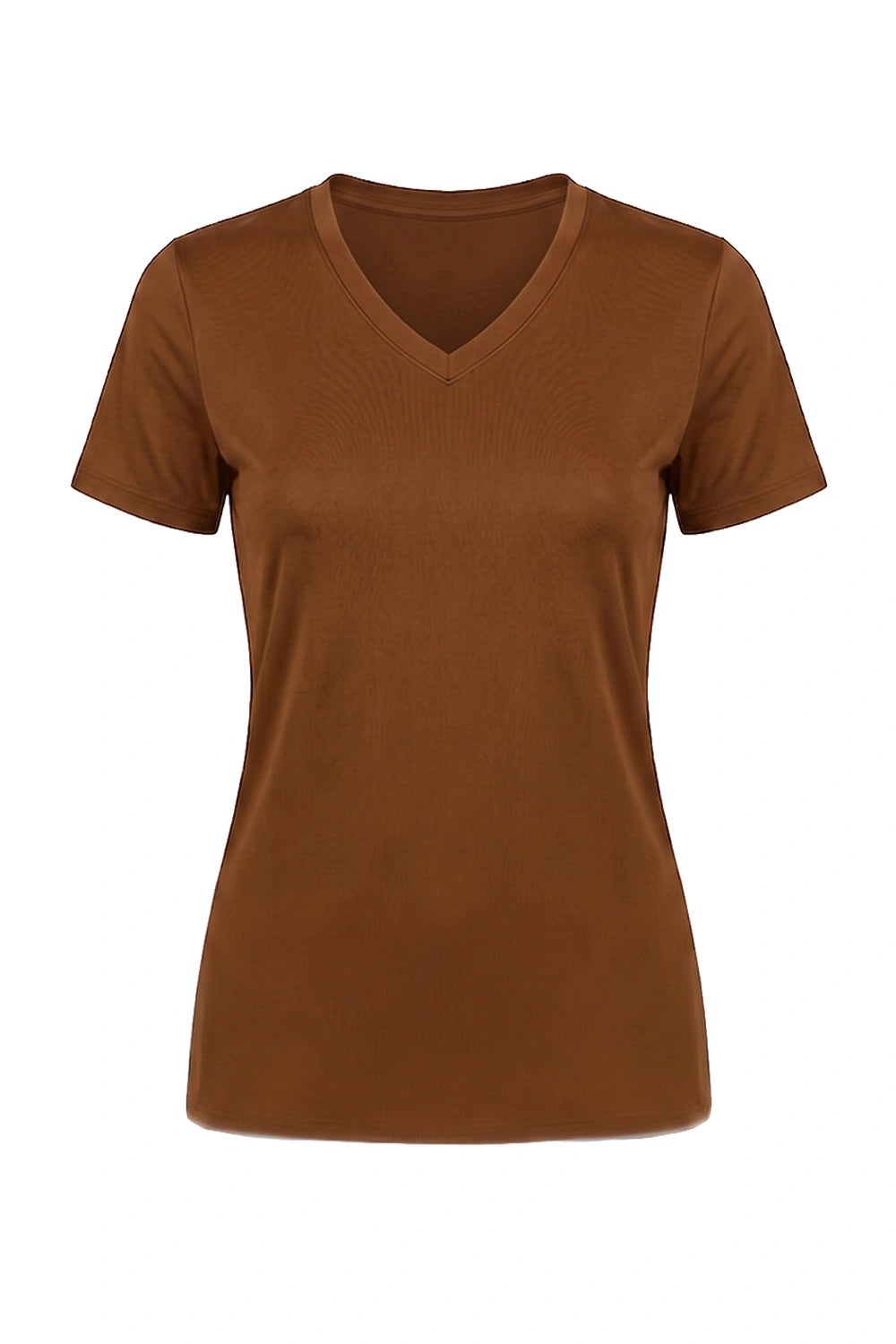 FEMME T-SHIRT COL-V MARRON