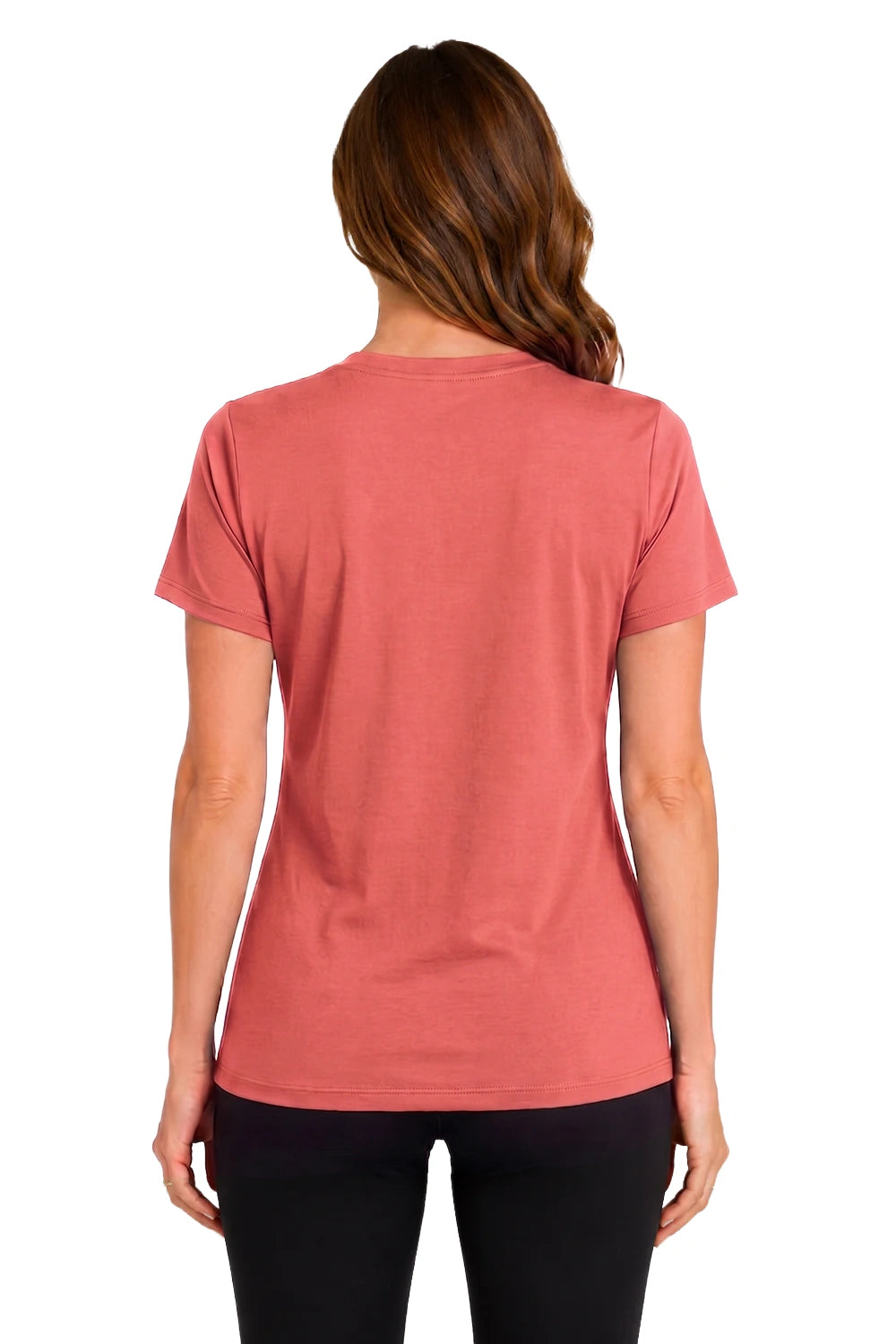 FEMME T-SHIRT COL-V ROSE