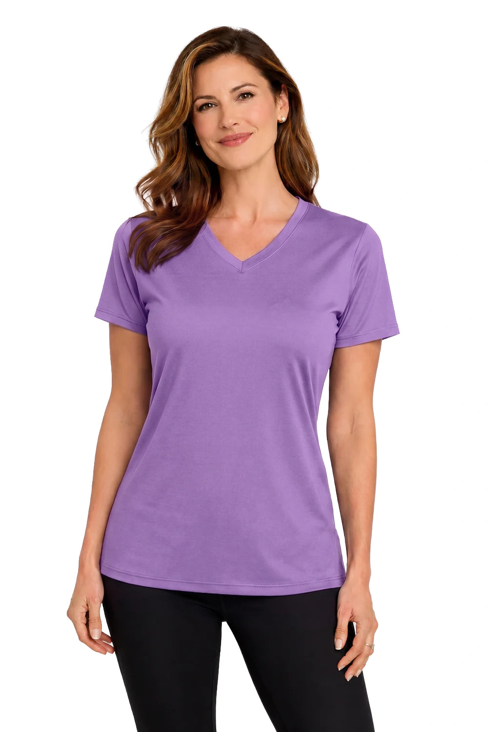 FEMME T-SHIRT COL-V VIOLET
