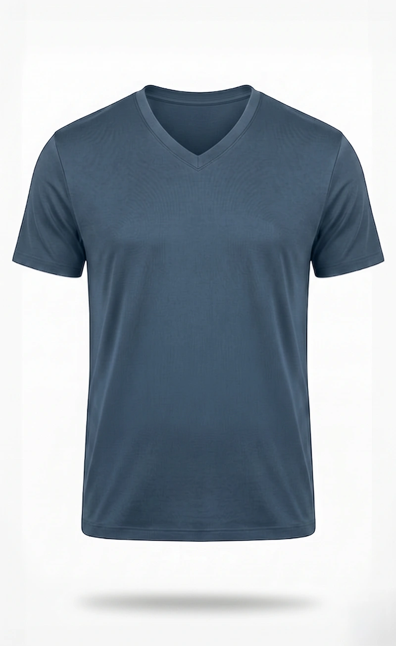HOMME COL-V GRIS BLEUTÉ