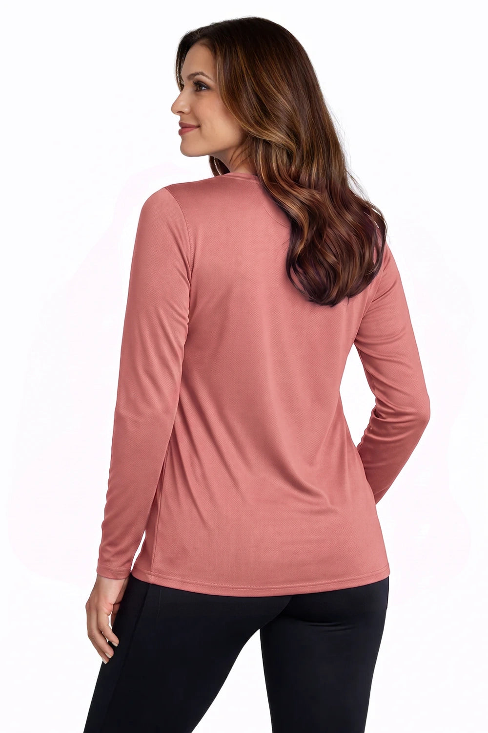 FEMME T-SHIRT MANCHES LONGUES CORAIL