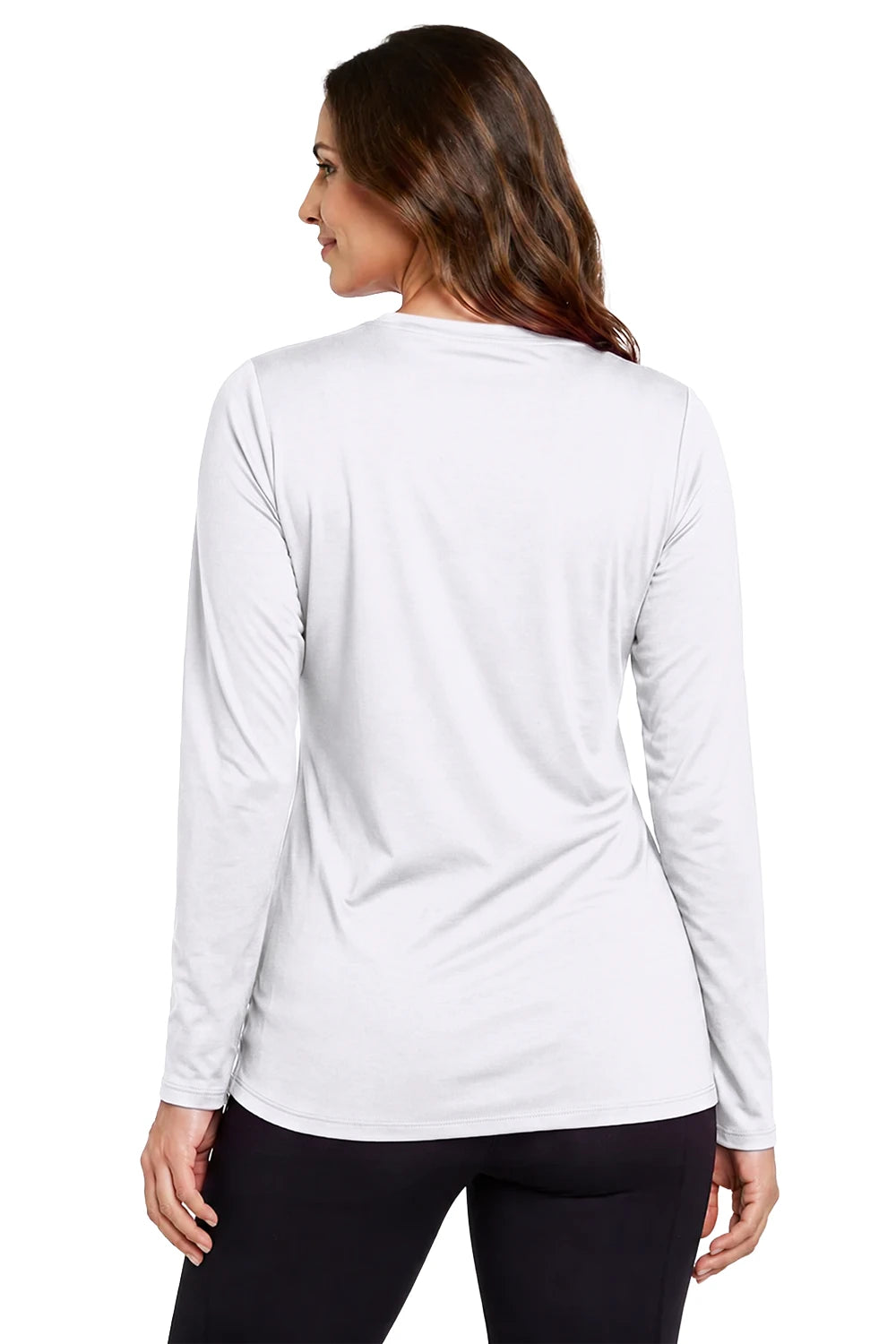 FEMME MANCHES LONGUES T-SHIRT COL-V BLANC