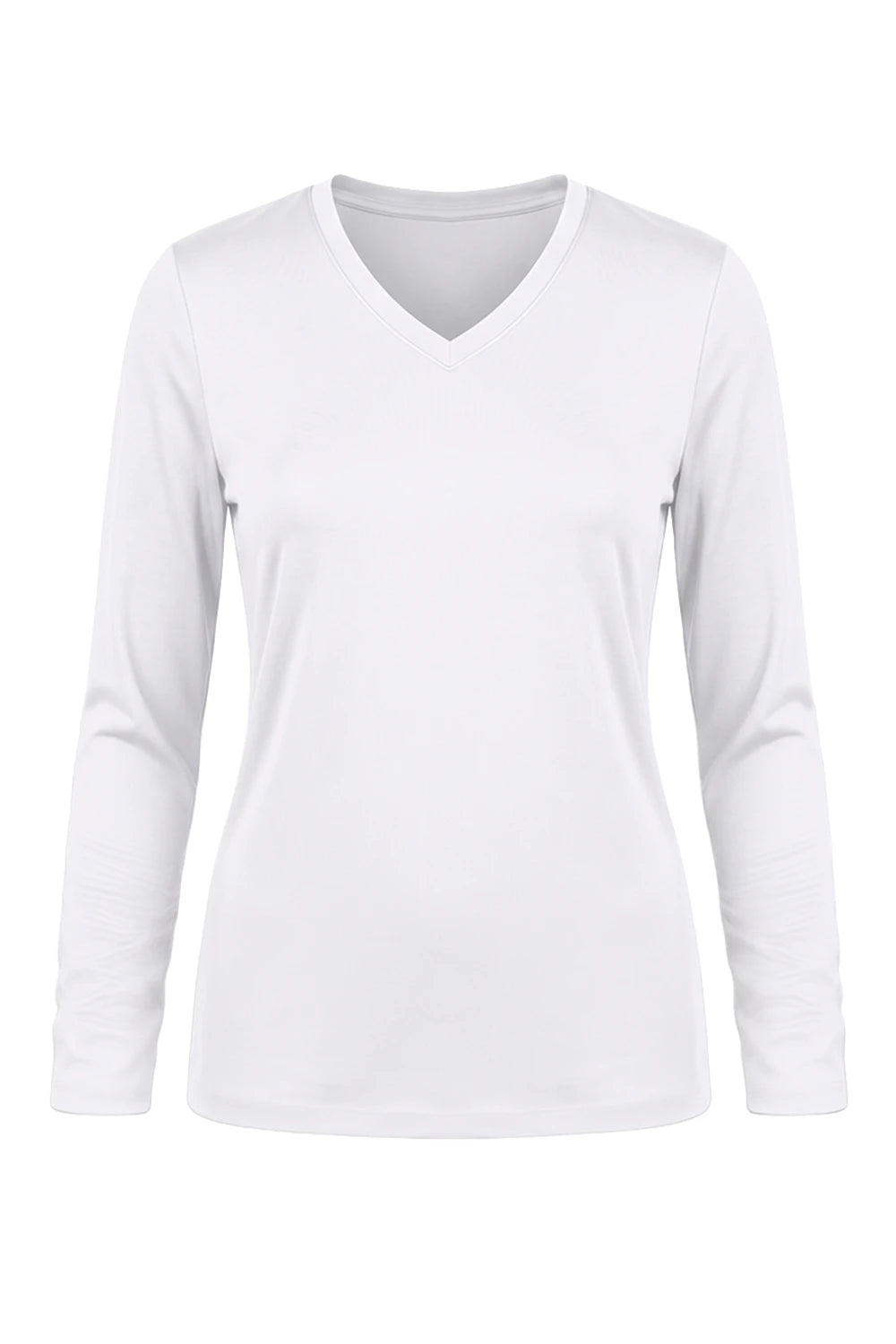 FEMME MANCHES LONGUES T-SHIRT COL-V BLANC