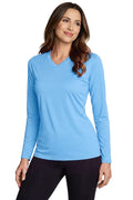 FEMME MANCHES LONGUES T-SHIRT COL-V BLEU