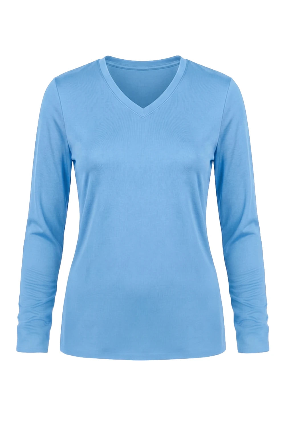 FEMME MANCHES LONGUES T-SHIRT COL-V BLEU
