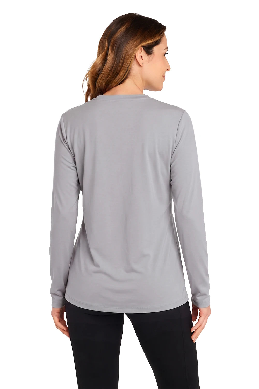FEMME MANCHES LONGUES T-SHIRT COL-V GRIS