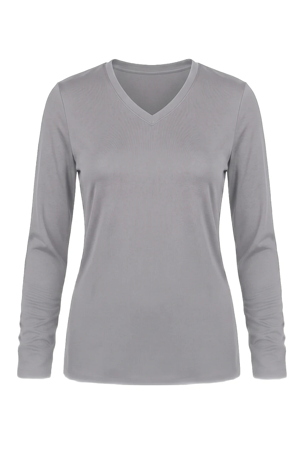 FEMME MANCHES LONGUES T-SHIRT COL-V GRIS