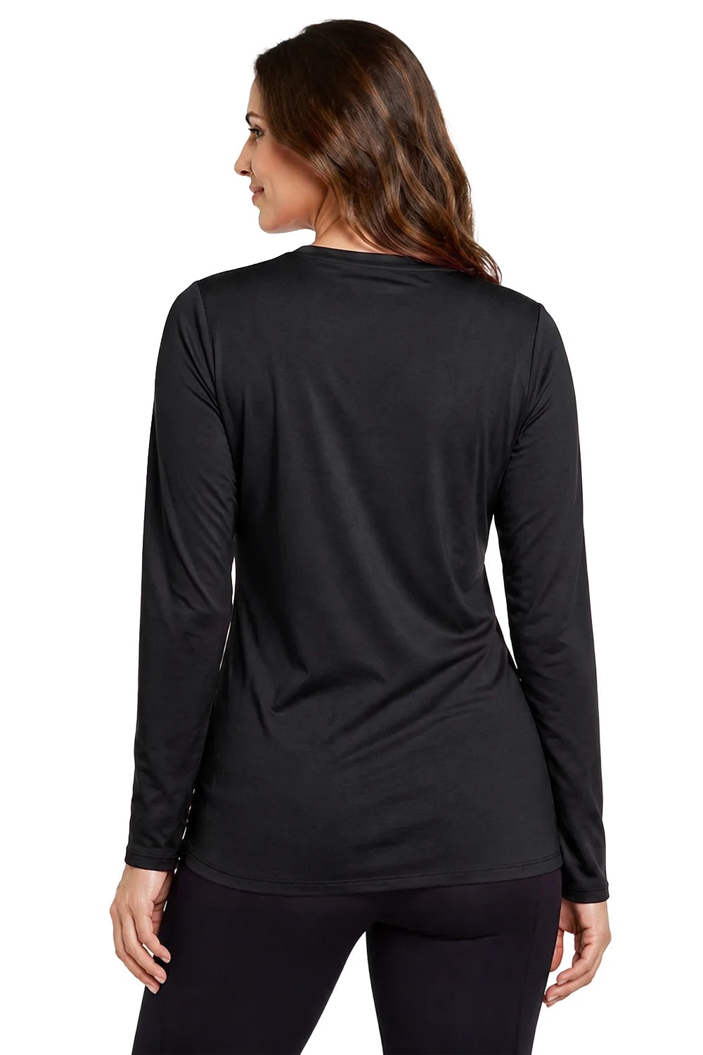 FEMME MANCHES LONGUES T-SHIRT COL-V NOIR