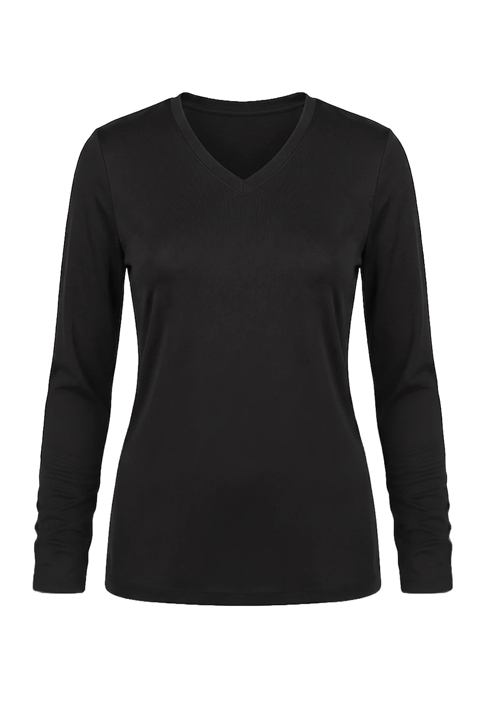 FEMME MANCHES LONGUES T-SHIRT COL-V NOIR