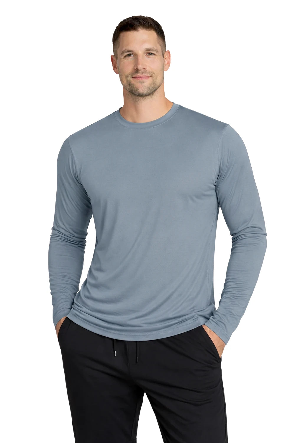 HOMME T-SHIRT MANCHES LONGUES GRIS BLEUTÉ