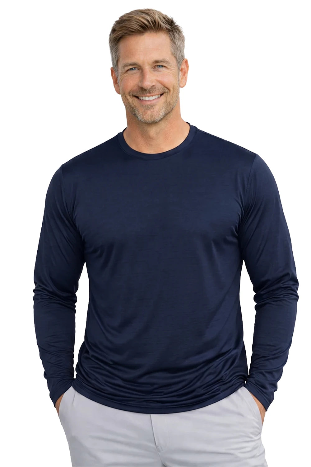 HOMME T-SHIRT MANCHES LONGUES BLEU MARINE