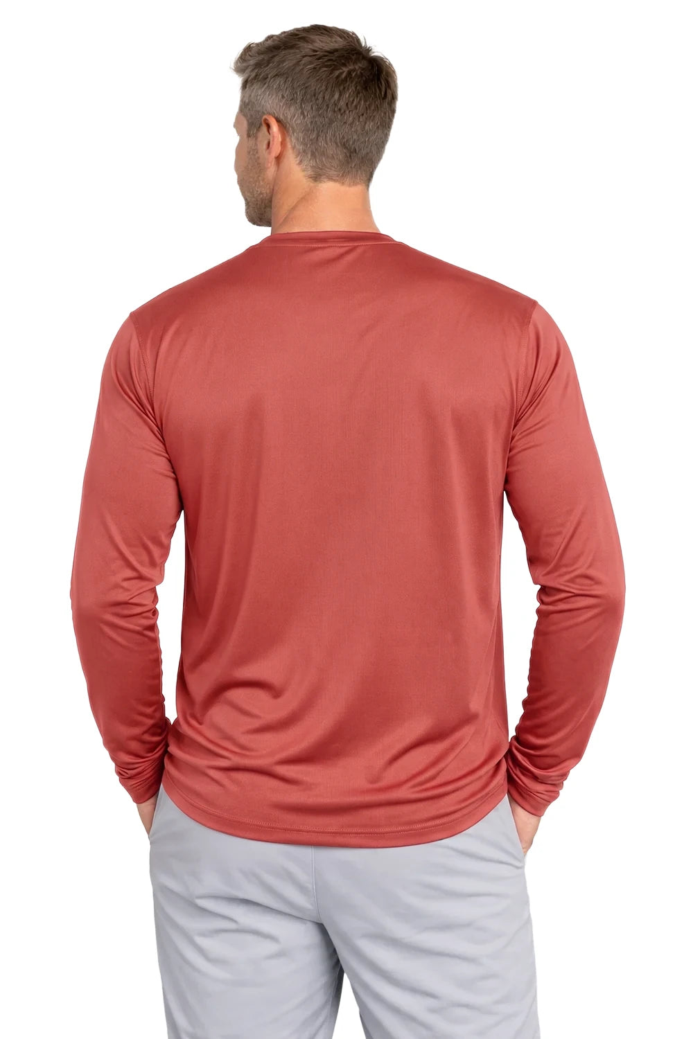 HOMME T-SHIRT MANCHES LONGUES ROUGE CORAIL