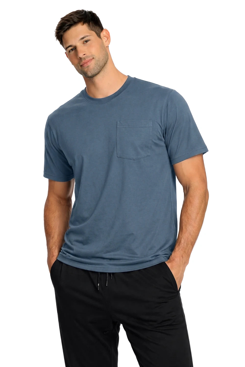 HOMME T-SHIRT AVEC POCHE GRIS BLEUTÉ