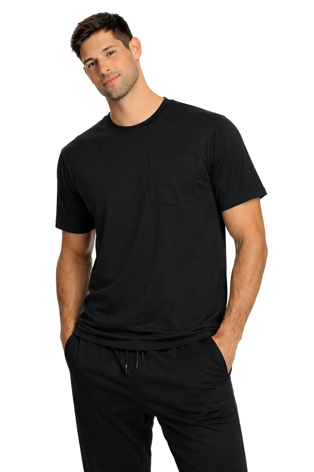HOMME T-SHIRT AVEC POCHE NOIR