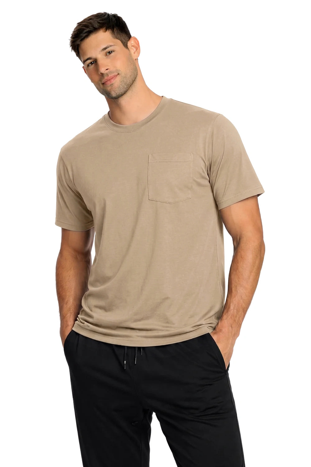 HOMME T-SHIRT AVEC POCHE JAUNE SABLE